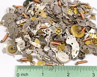 100 Grams Watch Parts Steampunk Wheels Gear Movements Large Watchmakers Art Lot