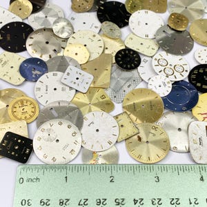 10 Watch Dials Face Art Distressed Steampunk Part Watchmaker Lot White Gold Black
