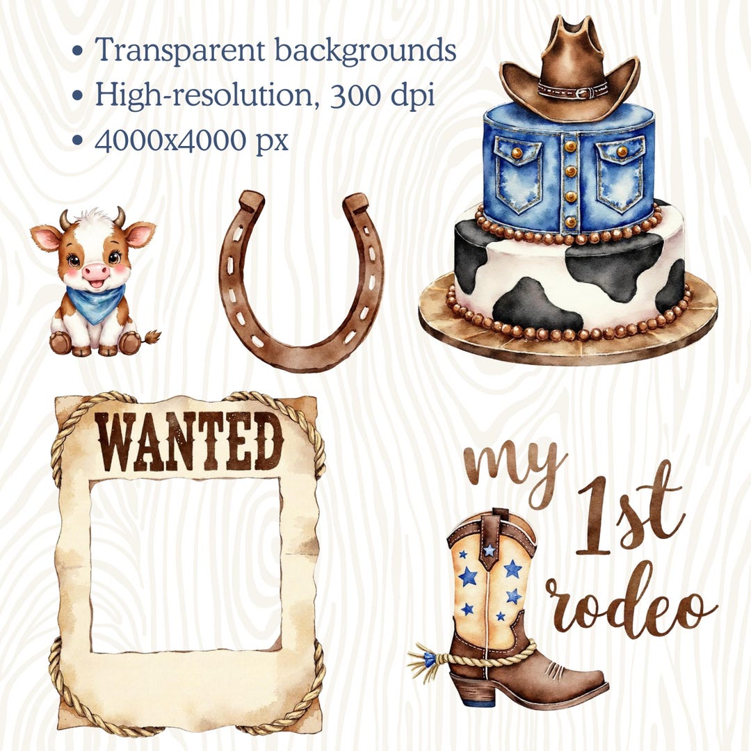 1st Birthday, Kids Western Birthday Clipart, My First Rodeo PNG ...