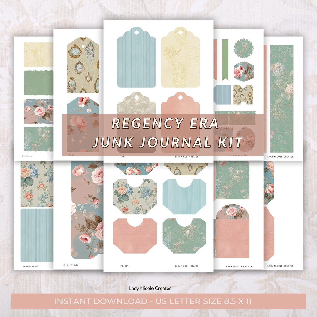 Regency Pattern Paper Sheets Victorian and Regency Era Inspired Digital Paper, Fussy Cut Sheets and ...