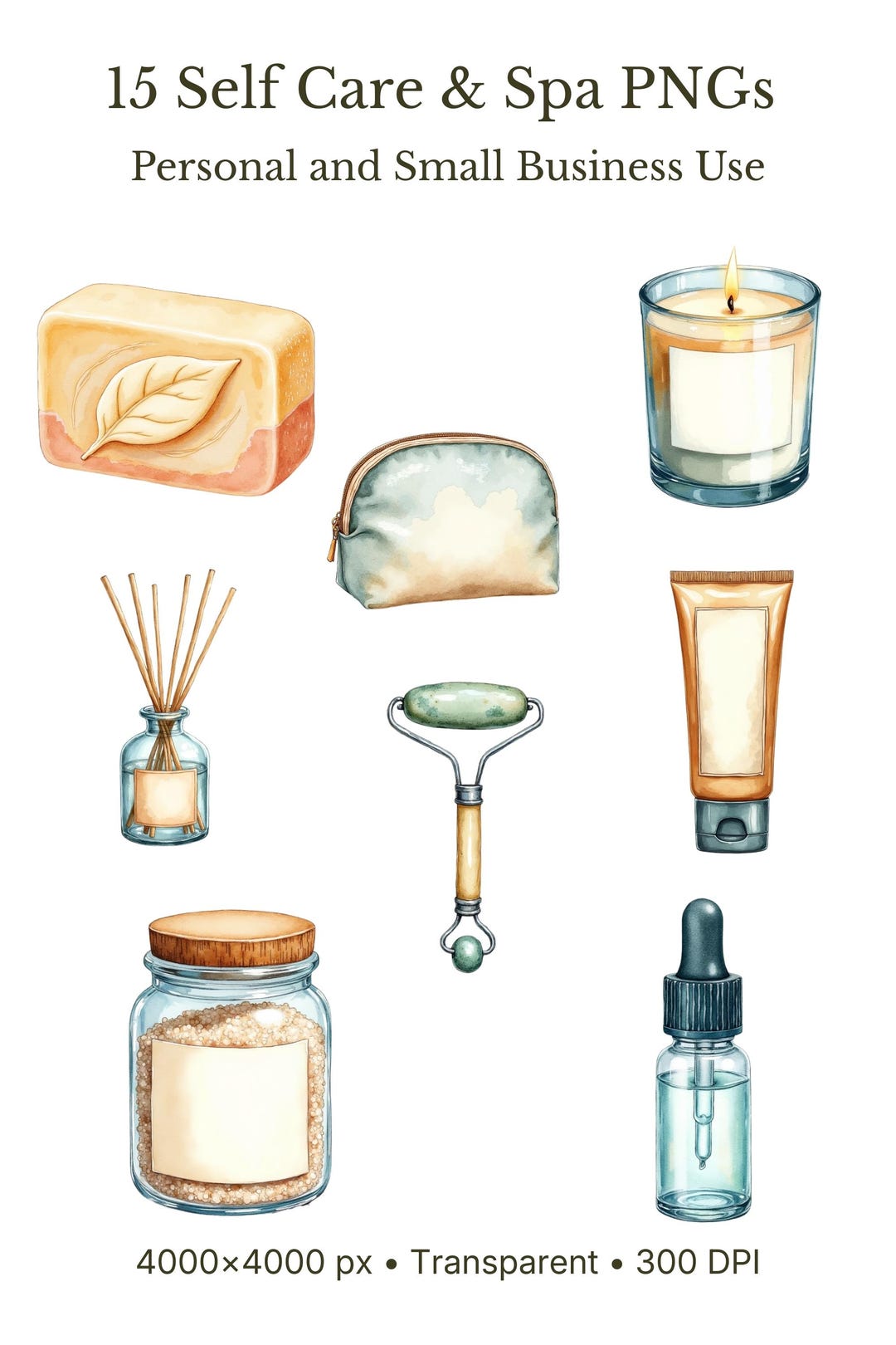 Self Care Clipart PNG Bundle, 15 Watercolor Spa and Wellness Pngs - Etsy
