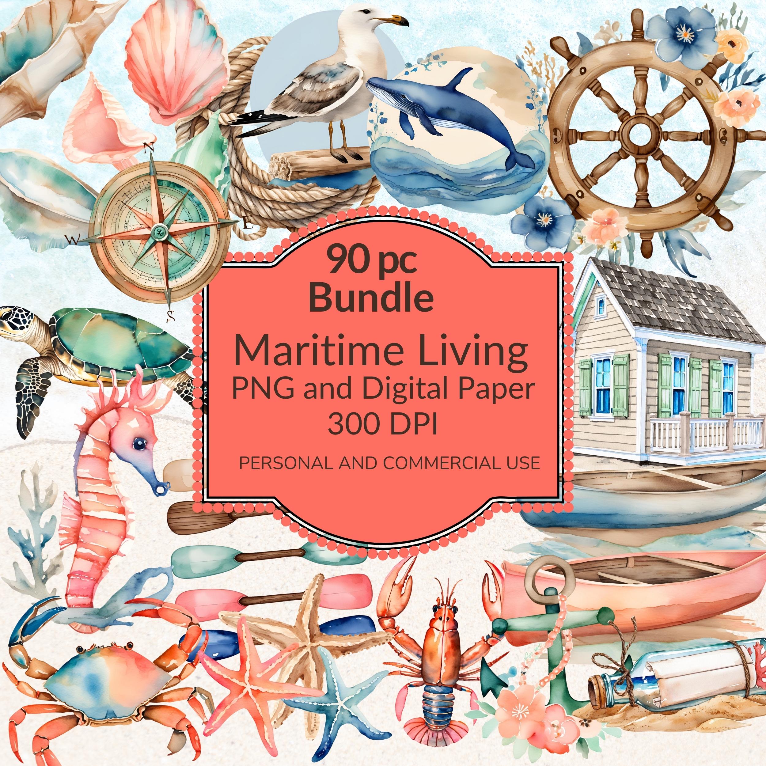 Maritime Nautical PNG Bundle – 90 Pieces | 50 Clipart + 40 Digital ...