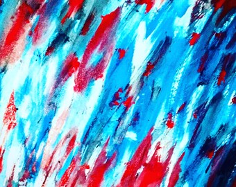 Wall Art Print of Original Abstract Artwork "Turquoise Kisses," Colorful, Vibrant Square 10" x 10", on Quality Archival Matte Fine Art Paper