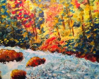 Original acrylic painting, "Oak Creek" 12" x 16" panel, landscape, nature, wall art, vibrant colors, canvas panel, Sedona, Arizona, scenic