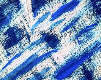 Wall Art Print, Original Abstract Artwork "Blues Blues" Colorful, Vibrant Square 10" x 10" Home Decor, Quality Archival Matte Fine Art Paper