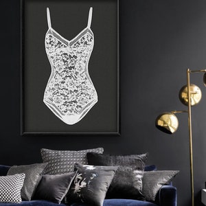 Lingerie Wall Art. Black Lace Bralette Art Poster PRINTABLE FILE
