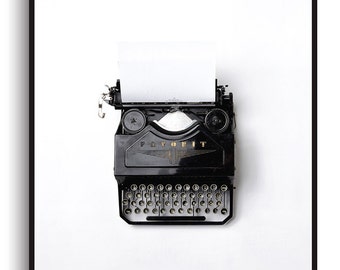 Typewriter Print - PRINTABLE FILE. Modern Vintage Typewriter Print. Black White Gallery Wall Print. Minimalist Photo Print. Office Décor.