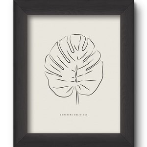 Monstera, Cheese Plant Leaf - PRINTABLE FILE. Tropical Leaf Printable Poster. Black Line Art. Nordic Minimalist Art. Scandinavian Style.