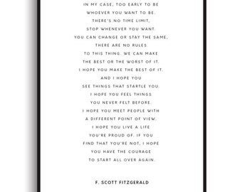 F. Scott Fitzgerald Quote - PRINTABLE FILE. For what it’s worth. Inspirational Motivational Quote. Typography Print. Encouragement Gift.