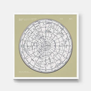 Impression de carte de Constellations. Carte du ciel.  Impression d’astronomie planisphère. Carte céleste. Square Gallery Art mural. Carte du ciel astronomie.