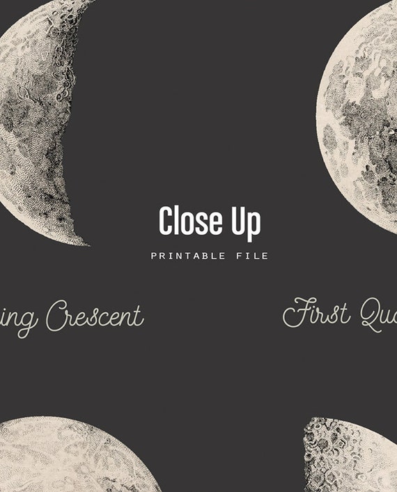 Moon Phases Poster - PRINTABLE FILE. Astronomy Lunar Art