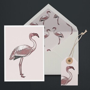 Flamingo Printable A6 Greeting Card Set. Matching DIY Envelope Liner ...