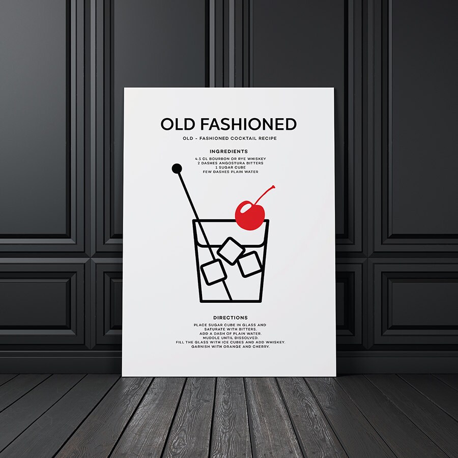 Old Fashioned Cocktail Art Print PRINTABLE FILE. Classic | Etsy