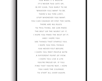 F. Scott Fitzgerald Quote. For what it’s worth. Inspirational Motivational Quote. Typography Print. Encouragement Gift. Typography Décor.
