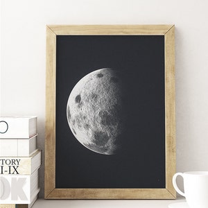 Moon Poster. La Luna Moon. Lunar Moon. Vintage Luna Print. Solar System Art. Celestial Dorm Room Art. Indie Space Art. Bohemian Poster.