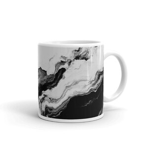 Marble Black White Texture Mug. Marble Pattern Coffee Mug. 11oz Ceramic Mug. Swirl Abstract Tea Mug. Beverage Drink Mug. Dishwasher Safe.
