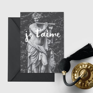 Je T'aime Grußkarte A6 - Druckbare PDF-Datei. Boho Chic Karte. Liebe dich Karte. Romantische Karte. Französischer Spruch Grußkarte. Französischer Stil.