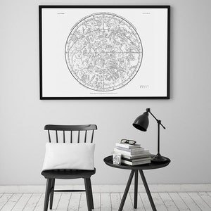 Constellation Art Poster. Astronomy Print - Celestial Atlas Printable Map. Southern Hemisphere. Astronomy Illustration.