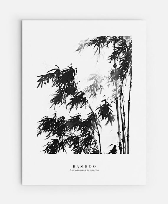 Japanese Bamboo - PRINTABLE FILE. Botanical Print. Foliage Print. Zen Hygge Home Décor. Modern Asian Wall Art. Tropical Bamboo Illustration.