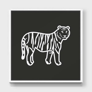 Tiger Print - PRINTABLE FILE. Animal Poster. Tiger Illustration. Minimal Modern Poster. Line Art. Black Décor. Dorm Room Simple Clean Art.