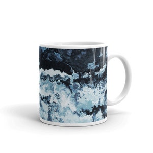 Marble Blue White Texture Mug. Marble Pattern Coffee Mug. 11oz Ceramic Mug. Swirl Abstract Tea Mug. Beverage Drink Mug. Dishwasher Safe.