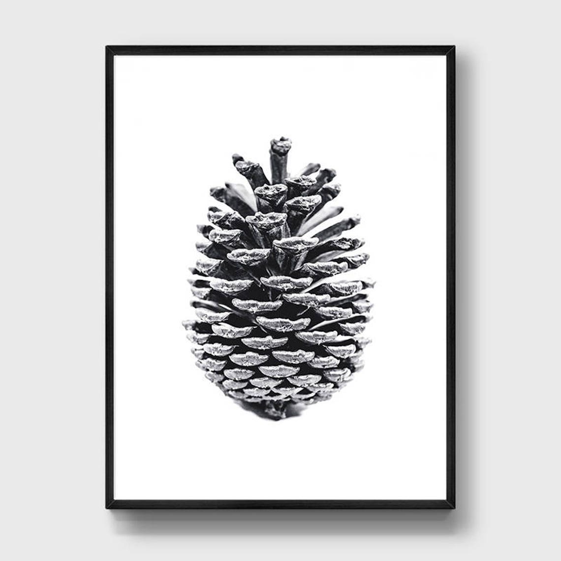Pinecone Poster PRINTABLE FILE. Minimal Monochromedécor. | Etsy