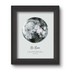 Full Moon Poster. La Luna Moon. Pablo Neruda Quote. Moon Print. Vintage Luna Print. Solar System Art. Astronomy Print. Boho Poster. image 4