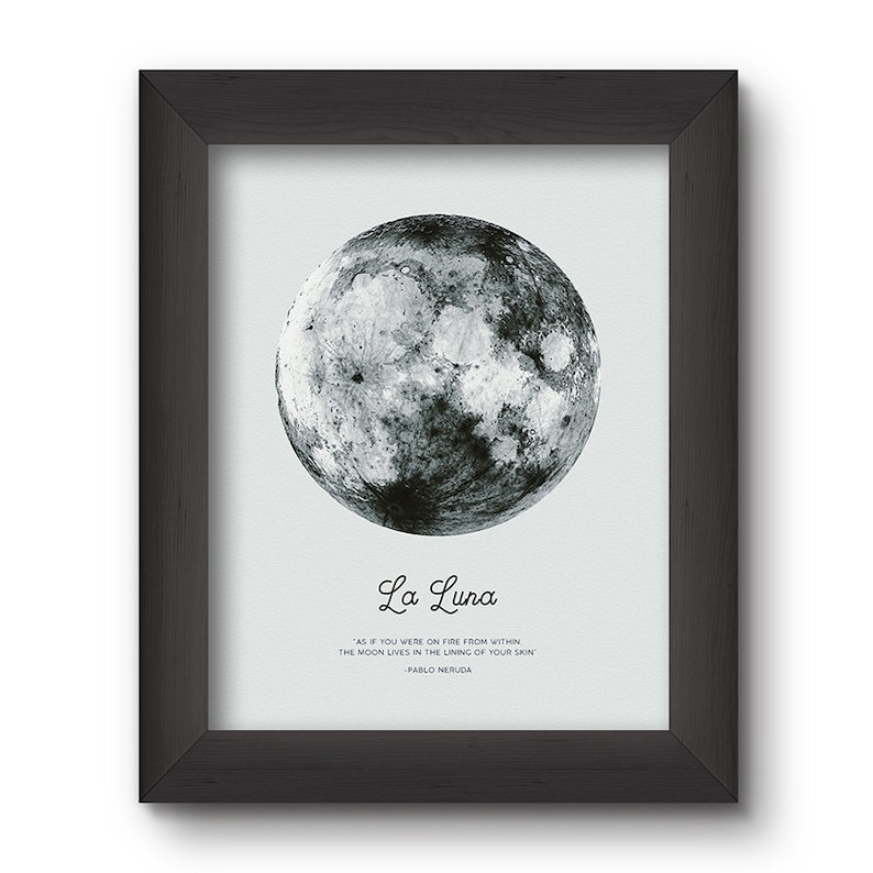 Full Moon Poster. La Luna Moon. Pablo Neruda Quote. Moon Print. Vintage Luna Print. Solar System Art. Astronomy Print. Boho Poster. image 4