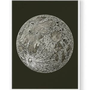 Full Moon Poster PRINTABLE FILE. La Luna Moon Art. Lunar Moon Print. Vintage Luna Poster. Solar System Art. Bohemian Dorm Room Art. image 1