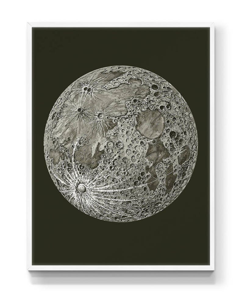 Full Moon Poster PRINTABLE FILE. La Luna Moon Art. Lunar Moon Print. Vintage Luna Poster. Solar System Art. Bohemian Dorm Room Art. image 1