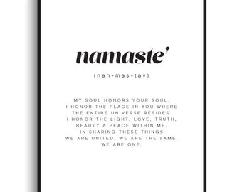 Namaste Print - PRINTABLE FILE. Inspirational Quote Print. Yoga Typography. Yoga Studio Décor. Spiritual Quote Print. Minimalist Print.