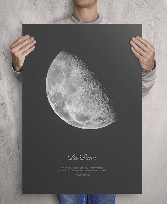 Affiche De La Lune La Luna Citation De Pablo Neruda Etsy France