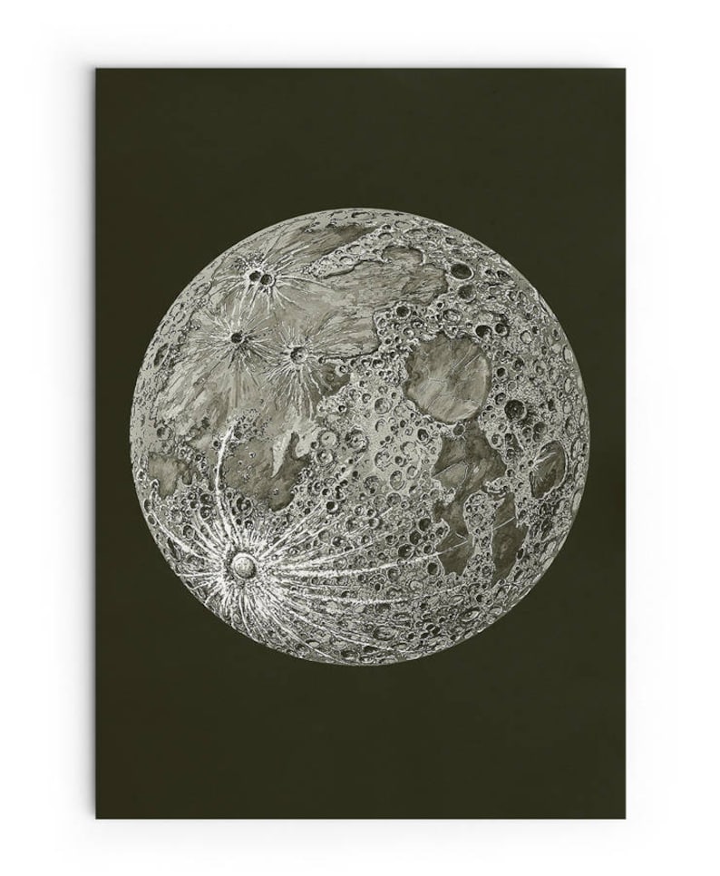 Full Moon Poster PRINTABLE FILE. La Luna Moon Art. Lunar Moon Print. Vintage Luna Poster. Solar System Art. Bohemian Dorm Room Art. image 6