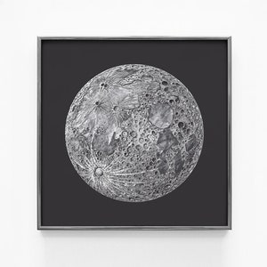 Full Moon Poster. La Luna Moon. Lunar Moon. Vintage Luna Print. Solar System Art. Celestial Dorm Room Art. Indie Space Art. Bohemian Poster.