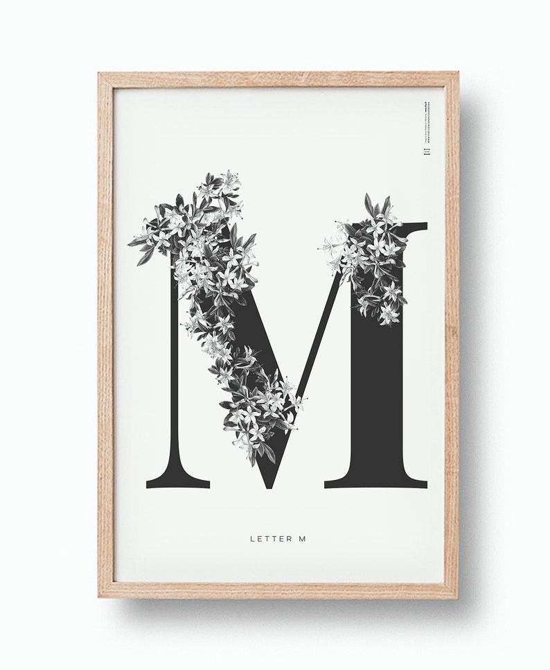 Letter M Typography Print. Monogram Art. Initial Print. | Etsy