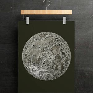 Full Moon Poster PRINTABLE FILE. La Luna Moon Art. Lunar Moon Print. Vintage Luna Poster. Solar System Art. Bohemian Dorm Room Art. image 3