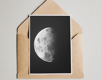 Moon Phase A6 Card -  PRINTABLE FILE. La Luna Card. Astronomy Card. Moon Greeting Card. Bohemian Style Card. Space Art. Small Art.