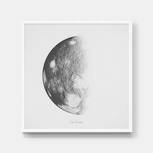 Moon Poster. La Luna Art. Square Moon Print. Vintage Luna. Solar System Art. Celestial Dorm Room Art. Indie Space Art. Bohemian Poster.
