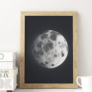Moon Poster. La Luna Moon. Lunar Moon. Vintage Luna Print. Solar System Art. Celestial Dorm Room Art. Indie Space Art. Bohemian Poster.