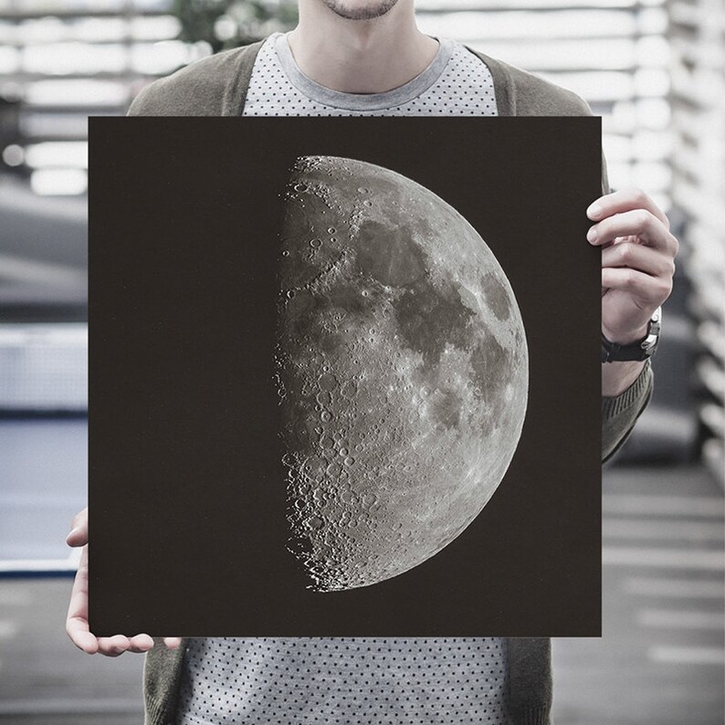 Cartel de la Luna Llena. Fotografía lunar. Impresión de la luna. Moderno Vintage Luna Impresión. Arte del Sistema Solar. Impresión de astronomía. Cartel de Boho. Impresión de fase lunar. imagen 2