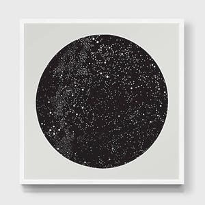 Night Sky – PRINTABLE FILE. Astronomy Constellation Print. Moon and Stars. Cosmos Art. Celestial Poster. Tondo Gallery Wall Art Print.  