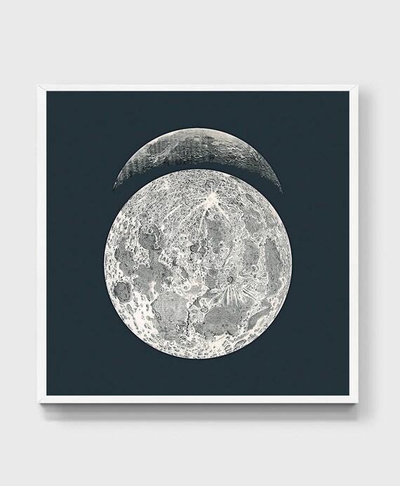 Full Moon Poster. La Luna Moon. Blue Moon. Vintage Luna Print. Solar System  Art. Celestial Dorm Room Art. Indie Space Art. Bohemian Poster. - Etsy