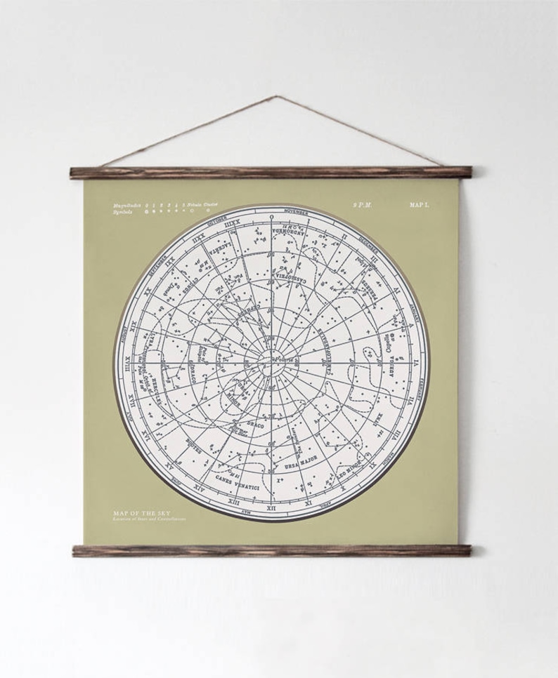 Star Map Constellations Print. Map of the Sky. Planisphere Astronomy ...