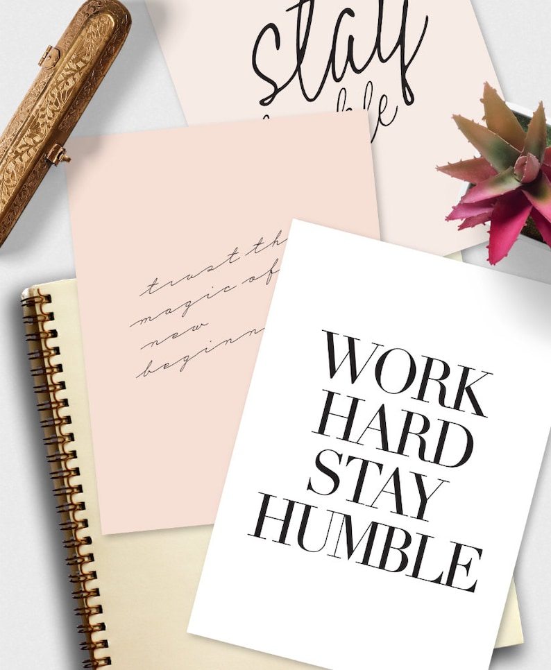 Work Hard Stay Humble - PRINTABLE FILE. Inspirational Print. Gallery ...