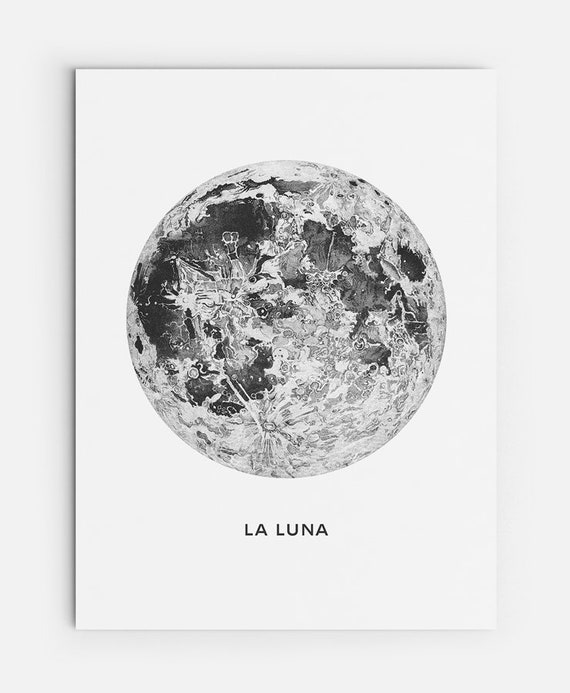 Full Moon Poster Printable File La Luna Moon Poster Lunar Etsy