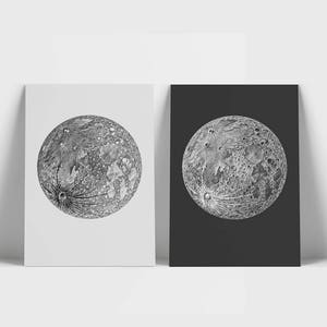 Full Moon Poster. La Luna Moon. Moon Print. Vintage Luna. Solar System Art. Celestial Dorm Room Art. Indie Space Art. Bohemian Poster.