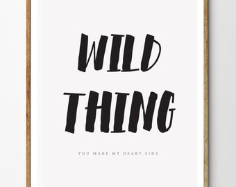 Wild Thing You Make My Heart Sing- Jimi Hendrix Music Lyrics Printable Poster - Instant Download. Modern Minimalist  Typography Print.