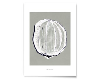 Lemon Print. Citrus Drawing. Citron Wall Art. Fruit Illustration. Monochrome Kitchen Art. Still Life Print. Le Citron Poster. French Poster.