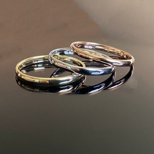 10k Solid Yellow White or Rose Gold 2mm Comfort Fit Plain Wedding Band Ring