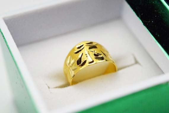 Mesh Pattern Gold Men's Finger Ring